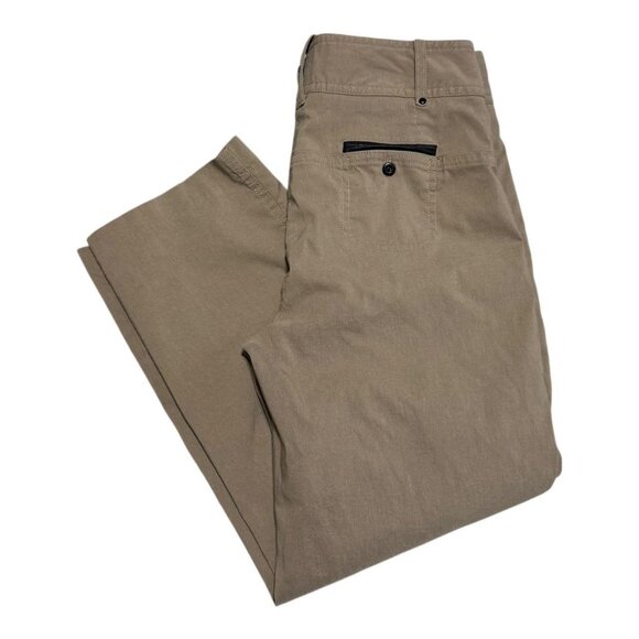 Jamie Sadock Nylon Rayon Straight Leg Tan‎ Khaki Capri Pants Women’s 2 27x22 - Picture 1 of 5